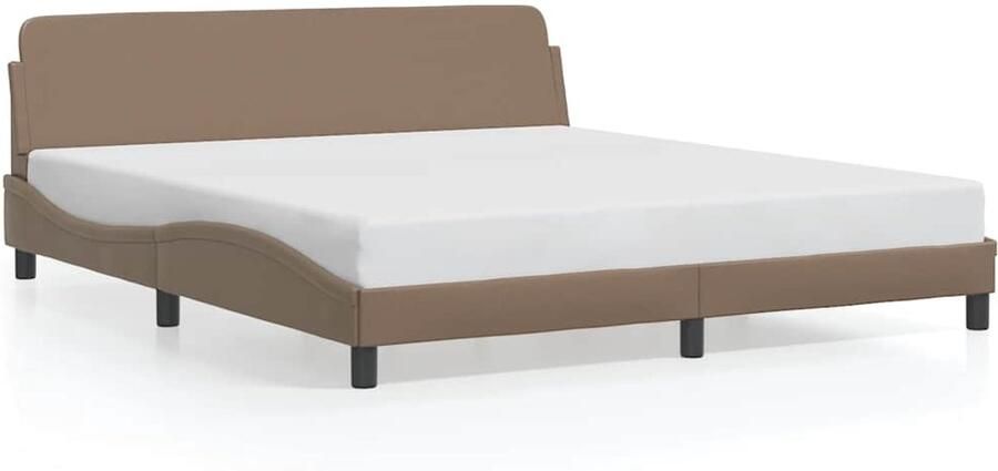 VidaXL -Bedframe-met-hoofdbord-kunstleer-cappuccinokleurig-180x200-cm - Foto 3