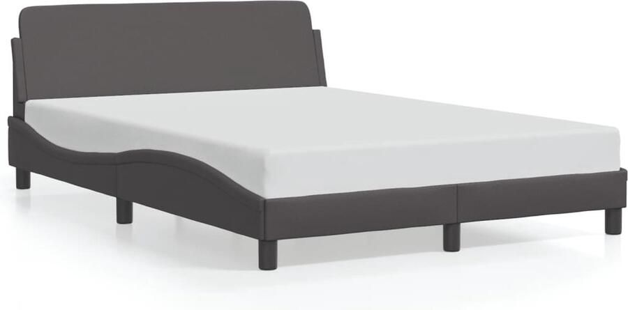 VidaXL -Bedframe-met-hoofdbord-kunstleer-grijs-140x200-cm - Foto 4