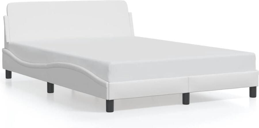 VidaXL Bedframe met hoofdbord kunstleer wit 140x190 cm - Foto 3