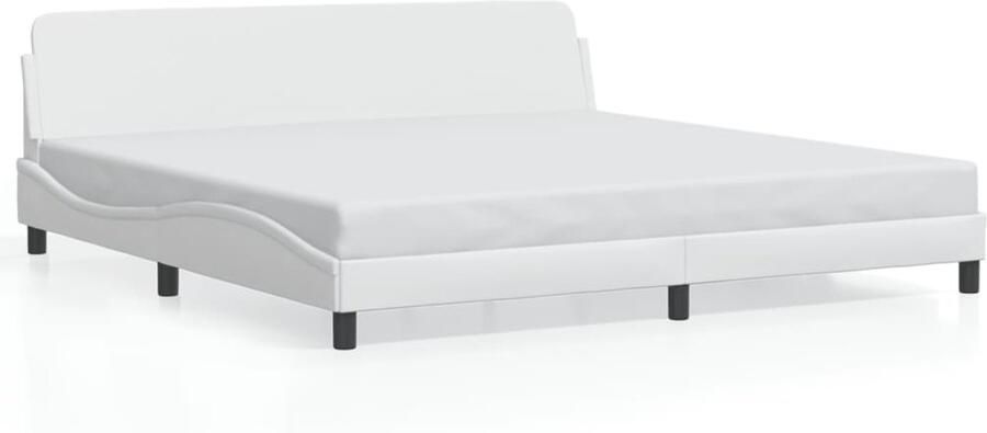 VidaXL -Bedframe-met-hoofdbord-kunstleer-wit-200x200-cm - Foto 2