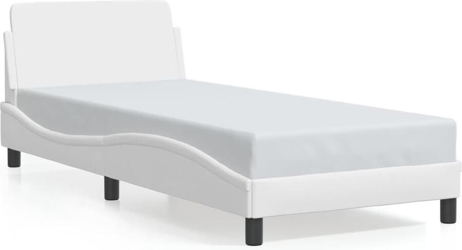 VidaXL -Bedframe-met-hoofdbord-kunstleer-wit-90x200-cm - Foto 3