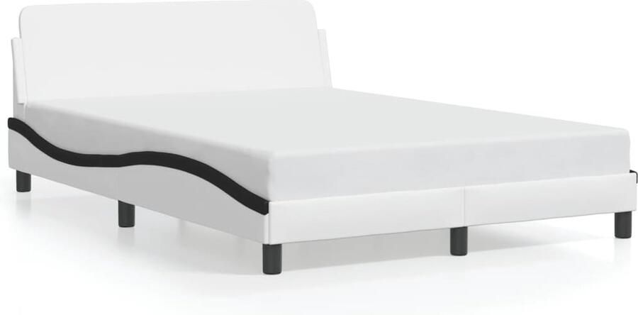 VidaXL Bedframe Viana zonder matras kunstleer wit en zwart 140x190 cm - Foto 9