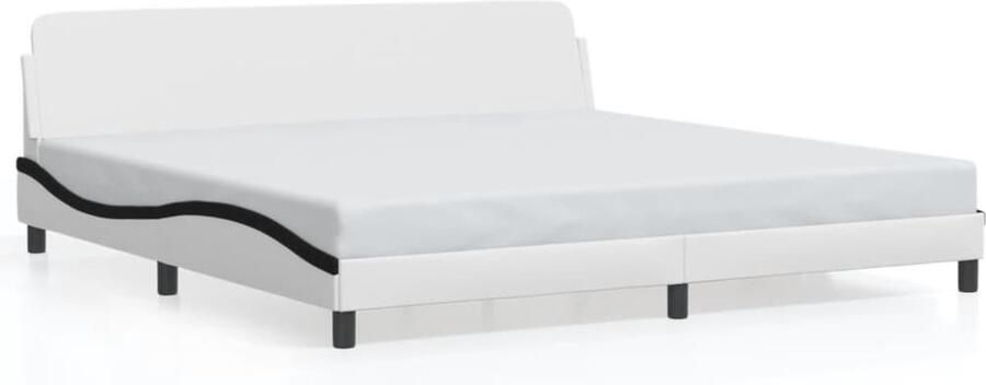 VidaXL Bedframe Viana zonder matras kunstleer wit en zwart 200x200 cm - Foto 9