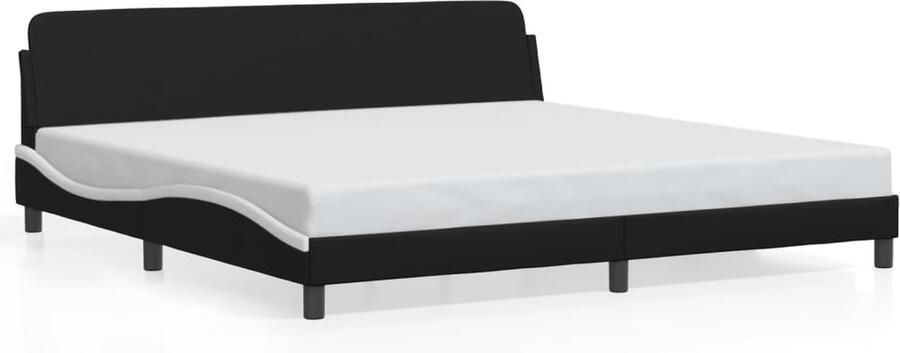 VidaXL -Bedframe-met-hoofdbord-kunstleer-zwart-en-wit-200x200-cm - Foto 2