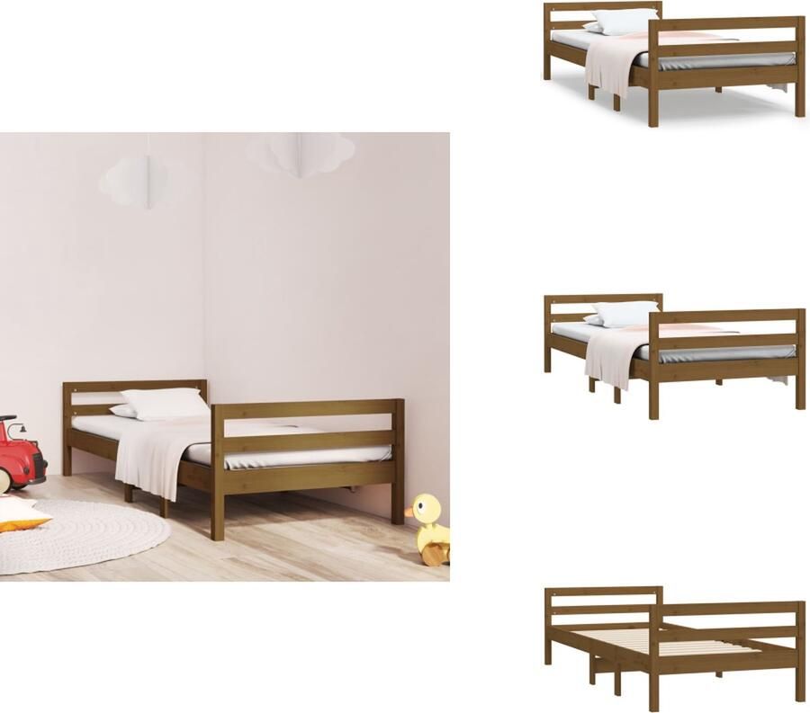 VidaXL Bedframe Eenpersoonsbed Bed Bedframe 75x190 cm massief grenenhout honingbruin