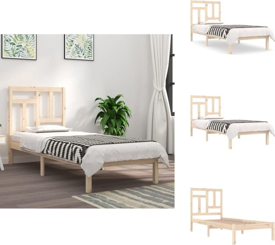VidaXL Bedframe Eenpersoonsbed Bed Bedframe massief hout 75x190 cm