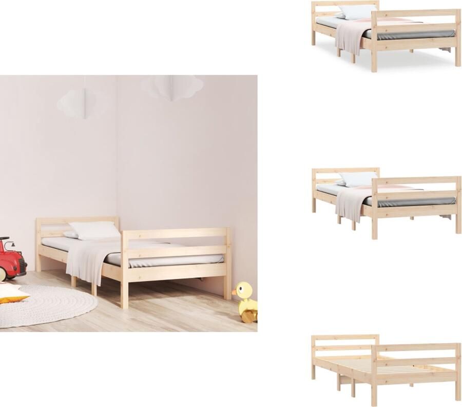 VidaXL Houten bedframe Klassiek ontwerp Massief grenenhout 205.5 x 85.5 x 52.5 cm Voor matras 80 x 200 cm Bed