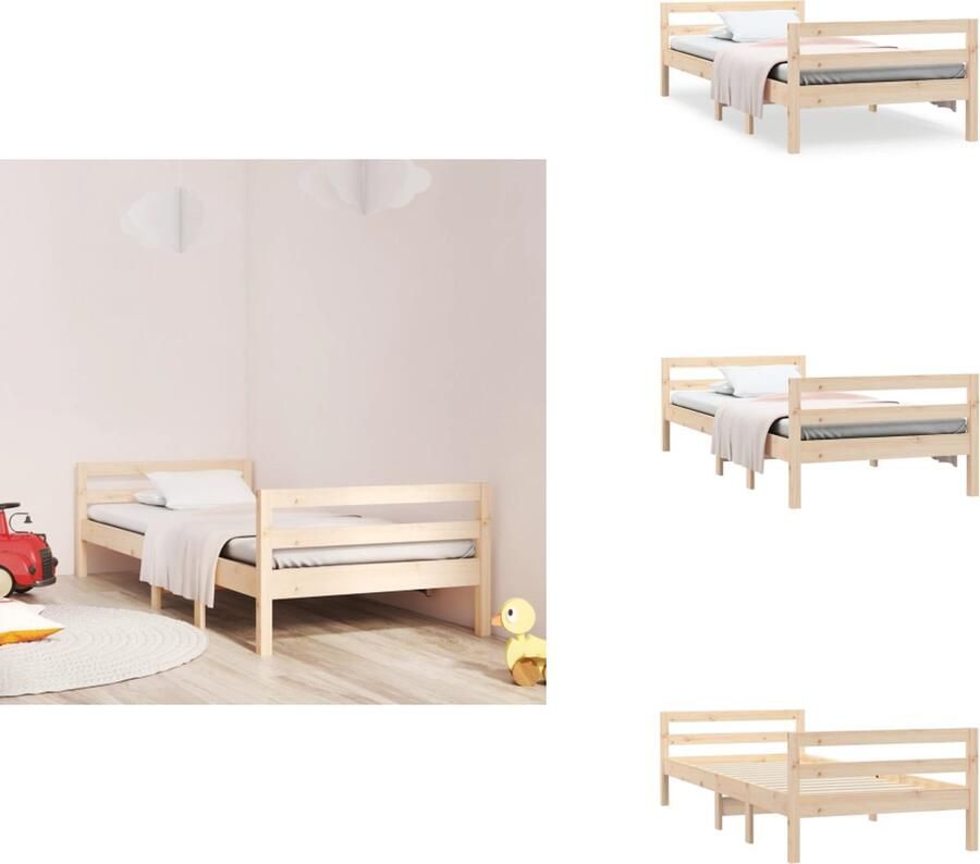 VidaXL Houten Bedframe Klassiek Massief Grenenhout 205.5 x 95.5 x 52.5 cm (LxBxH) Voor Matras 90 x 200 cm Onbehandeld Bed