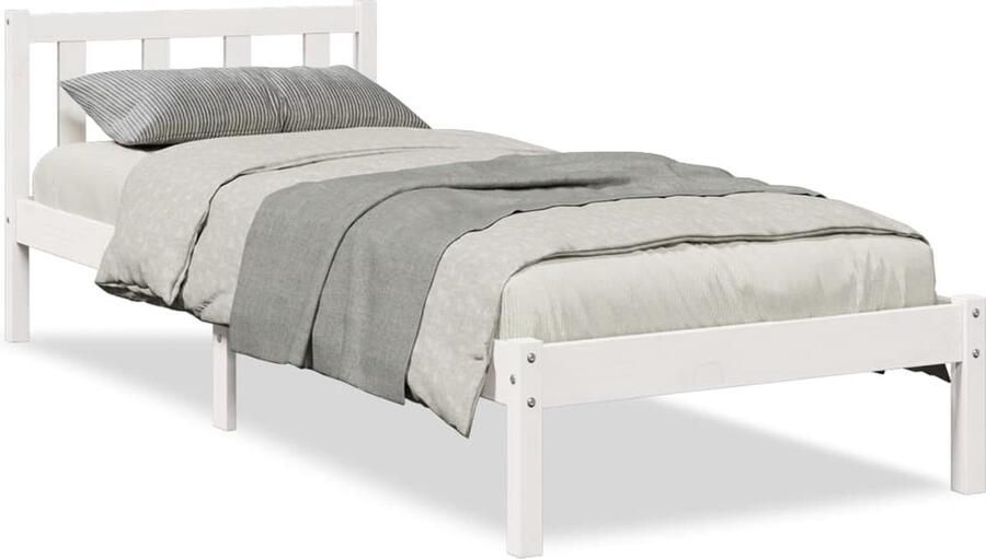 VidaXL Bedframe extra lang zonder matras grenenhout wit 80x210 cm