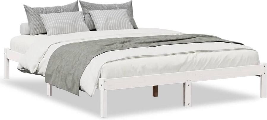 VidaXL Bedframe extra lang zonder matras grenenhout wit 140x220 cm