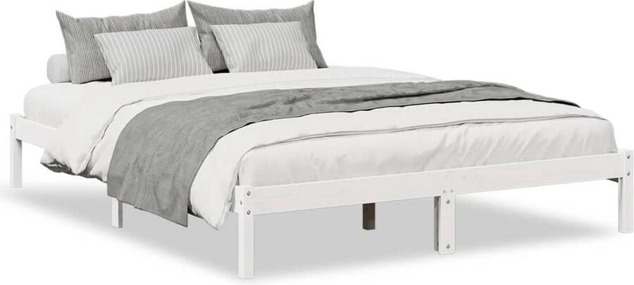 VidaXL Bedframe extra lang zonder matras grenenhout wit 160x220 cm