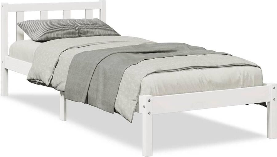 VidaXL Bedframe extra lang zonder matras grenenhout wit 90x210 cm