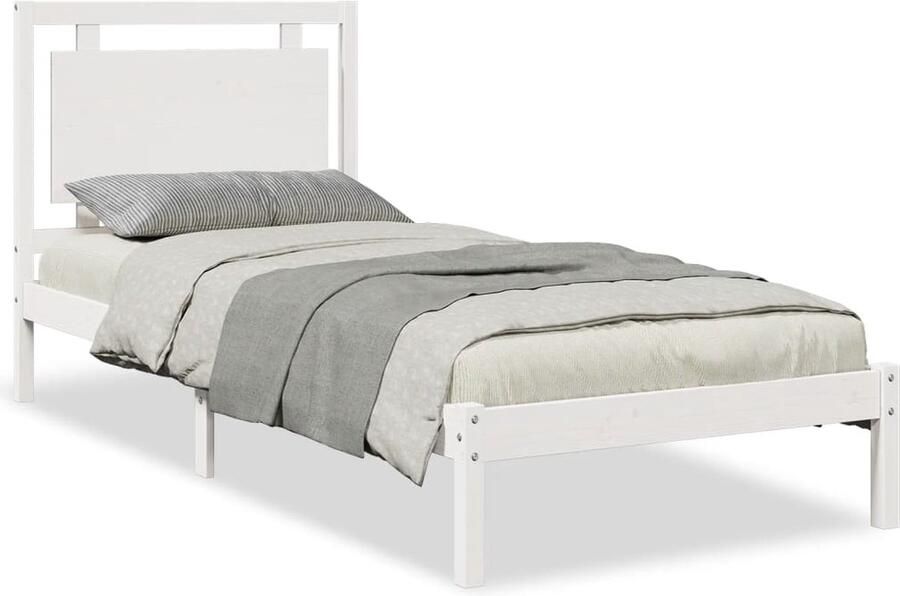 VidaXL Bedframe extra lang zonder matras massief hout wit 100x210 cm