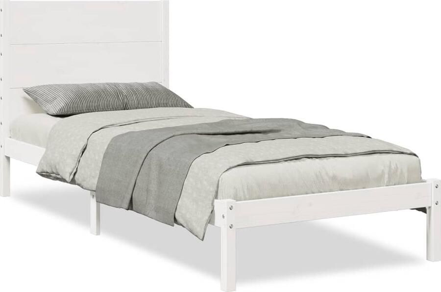 VidaXL Bedframe extra lang zonder matras massief hout wit 100x210 cm