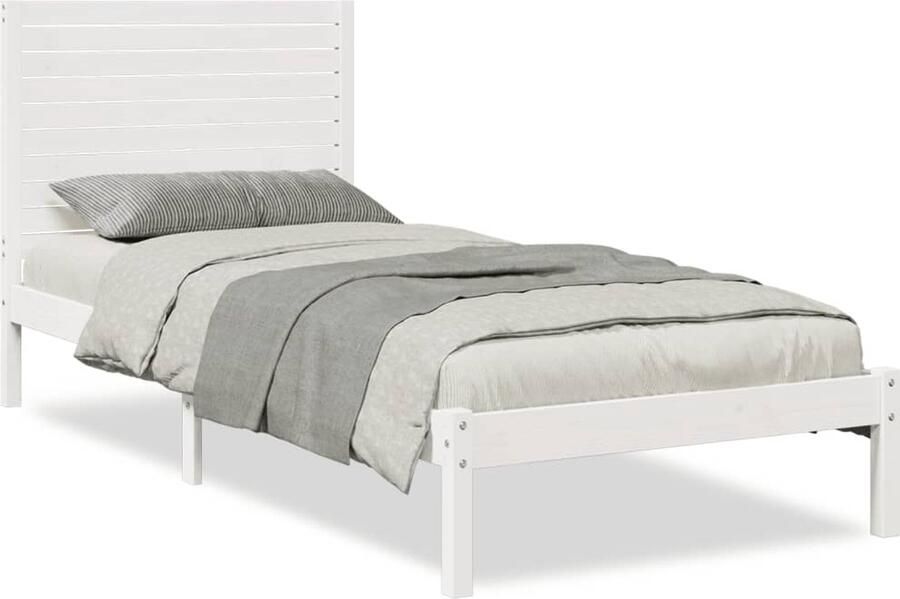VidaXL Bedframe extra lang zonder matras massief hout wit 90x210 cm