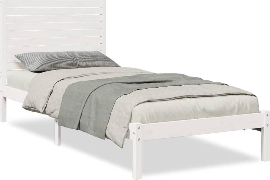 VidaXL Bedframe extra lang zonder matras massief hout wit 90x220 cm