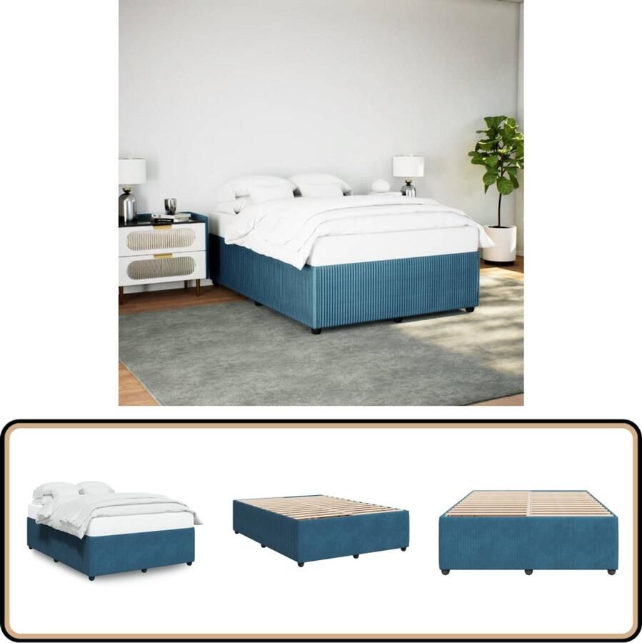 VidaXL Bedframe fluweel blauw 160x200 cm