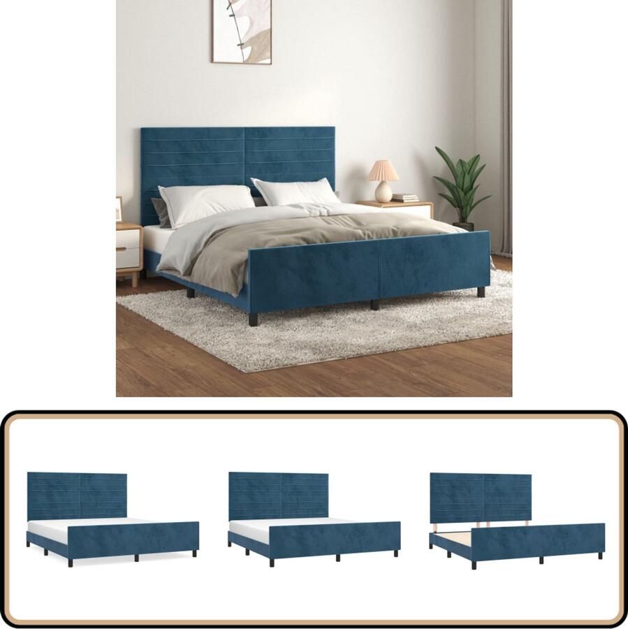 VidaXL Bedframe Fluweel Donkerblauw 180x200 cm Donkerblauw Bed Frame Fluweel Bed Frame Tweepersoons Bed Frame Boxspring Bed Frame King Size Bed Frame Stapelbed Frame