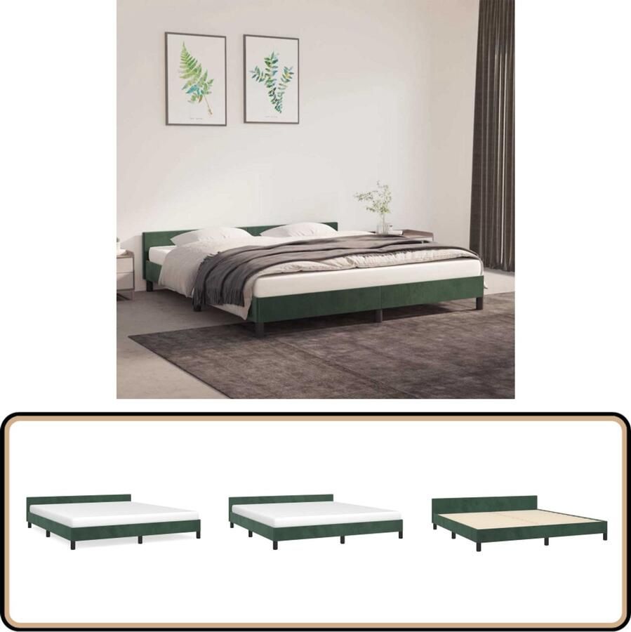 VidaXL Bedframe Fluweel Donkergroen 180x200 cm Bed Frame Velvet Bed Donkere Groene Bed Tweepersoons Bed Boxspring Bed