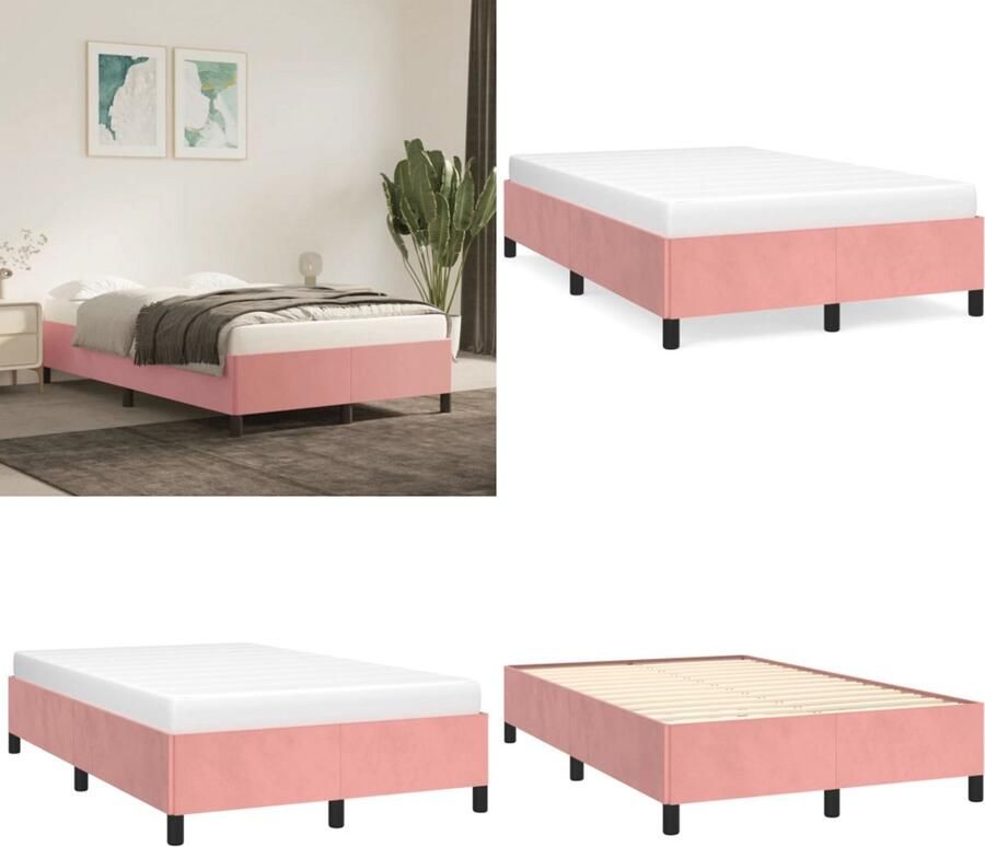 VidaXL Boxspringframe fluweel roze 120x200 cm Boxspring Bed Frame Boxspring Bed Frames Bed Slaapkamer Meubels