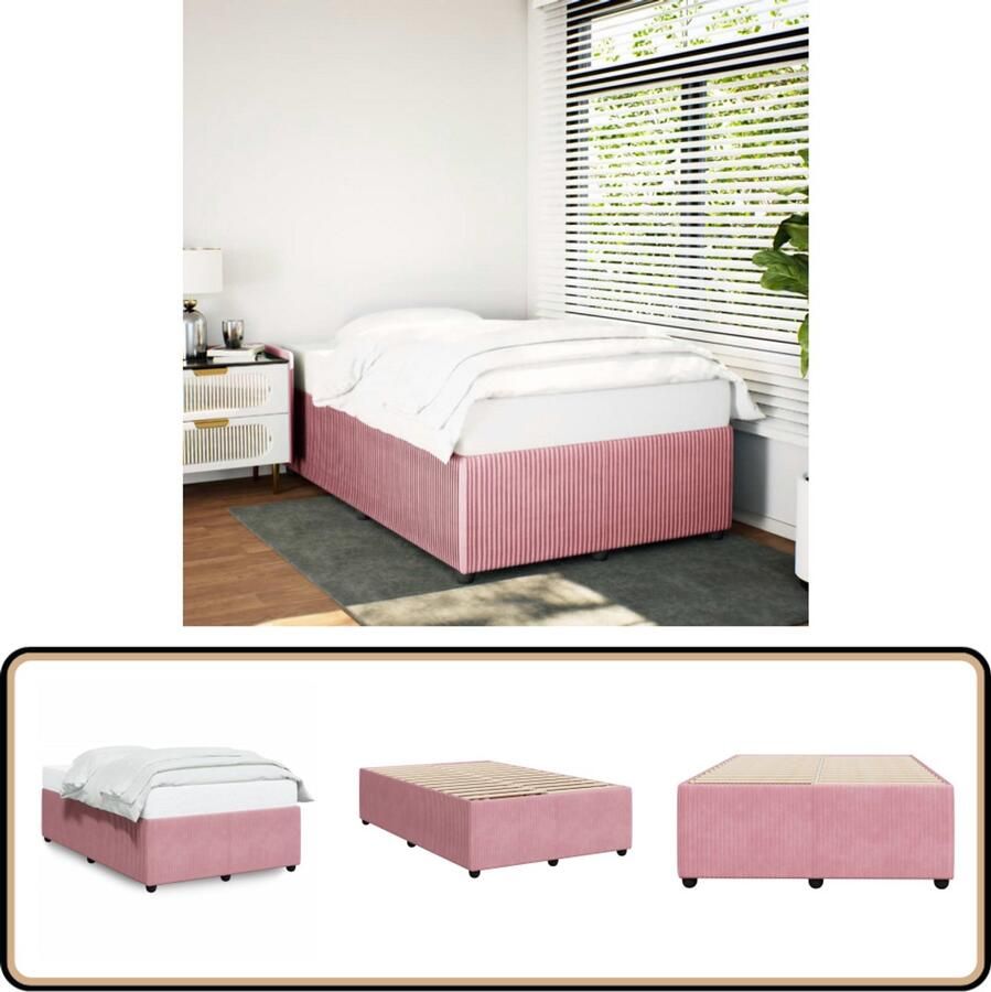 VidaXL Bedframe fluweel roze 120x200 cm