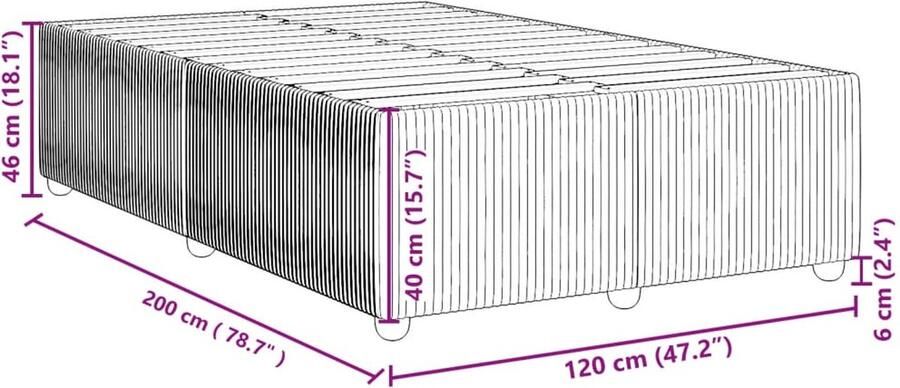VidaXL Bedframe fluweel roze 120x200 cm - Foto 3