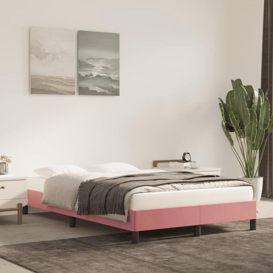 VidaXL Bedframe Fluweel Roze 120x200cm Bed Frame Roze Bed Velvet Bed Tweepersoons Bed Luxe Bed Zonder Matras - Foto 2