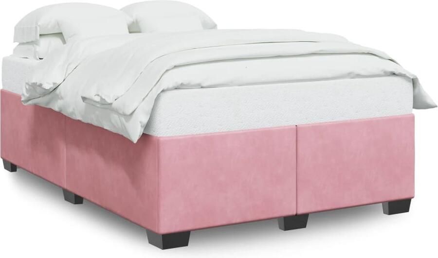VidaXL Bedframe fluweel roze 160x200 cm