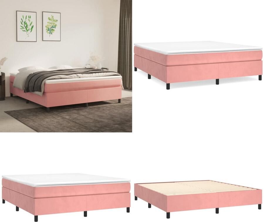 VidaXL Boxspringframe fluweel roze 180x200 cm Boxspring Bed Frame Boxspring Bed Frames Bed Slaapkamer Meubels