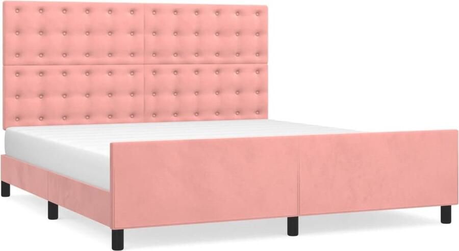 VidaXL Bedframe Fluweel Roze 180x200 cm Fluweel Bed Frame Rozenkleurig Bed Tweepersoons Bed Boxspring Bed Adjustable Headboard Luxe Bed Bedroom Furniture - Foto 2