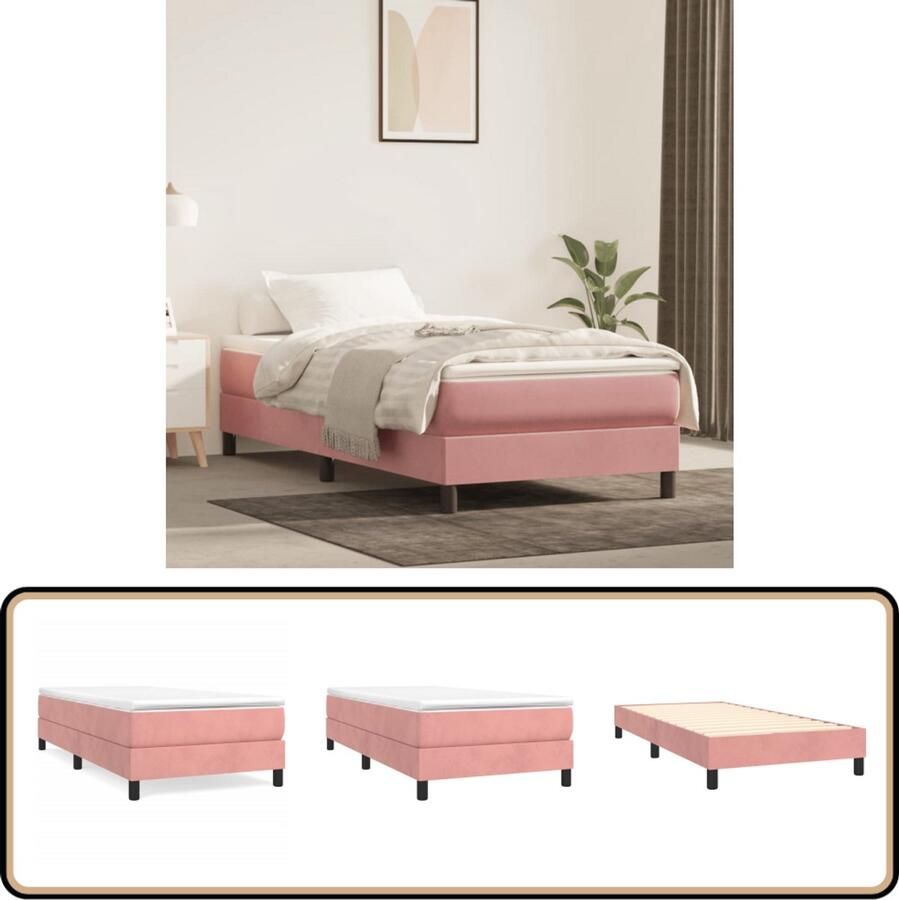 VidaXL Bedframe Fluweel Roze 80x200 cm Boxspringframe Velvet Bedframe Roos Kleurige Bed Tweepersoons Bed Kinderbed Meisjesbed Design Bed Luxe Bed Comfy Bed