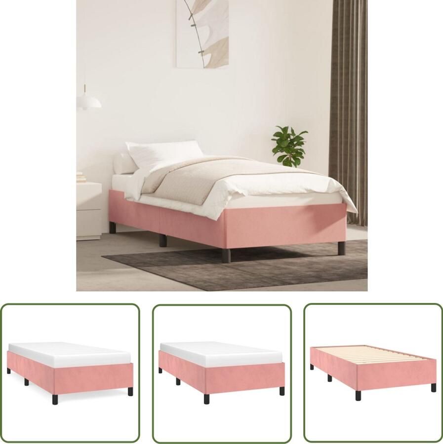 VidaXL Bedframe Fluweel Roze 80x200 cm Fluwelen Bed Frame Rozerood Bed Tweepersoons Bed Slaapcomfort Luxe Bed Design Bed Frame Kopen