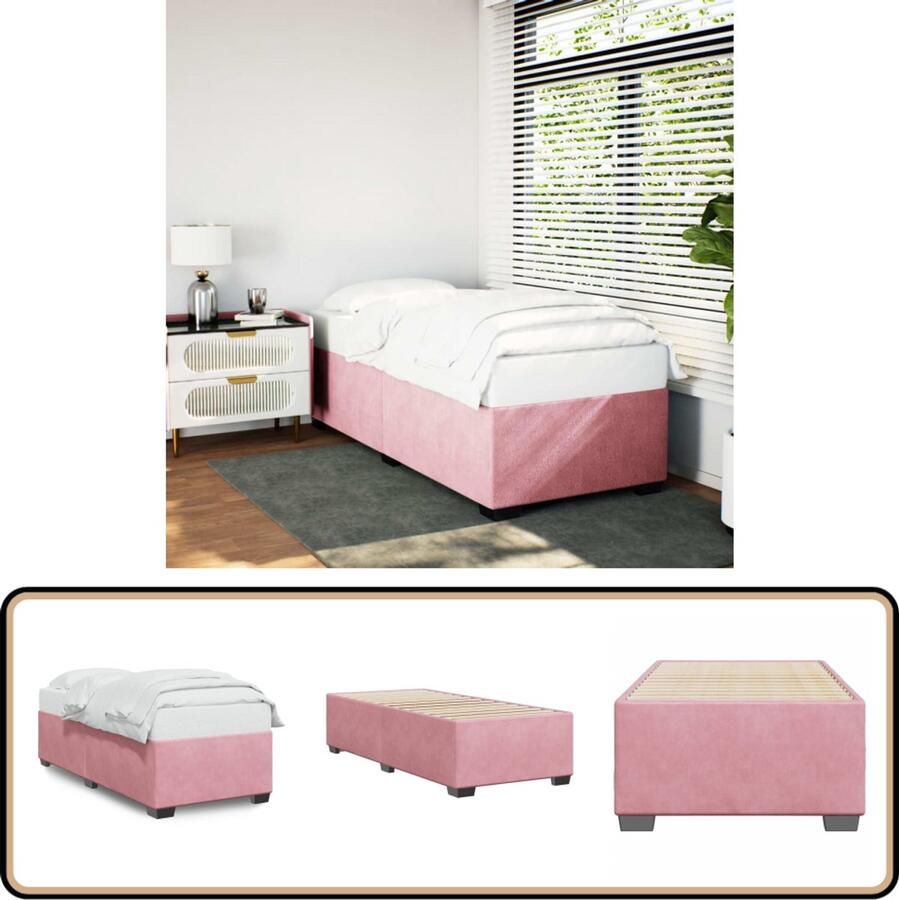 VidaXL Bedframe fluweel roze 80x200 cm