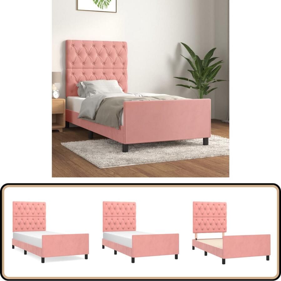 VidaXL Bedframe Fluweel Roze 80x200 cm Roze Bed Frame Velvet Bed Frame Verstelbaar Bed Frame Tweepersoon Bed Frame Royaal Bed Frame