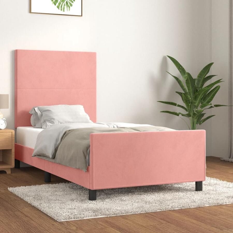 VidaXL Bedframe Fluweel Roze 90x200 cm Bed Frame Rozenkleurig Bed Velvet Bed Verstelbaar Hoofdeinde Luxe Bed Comfort Bed Tweepersoons Bed - Foto 2