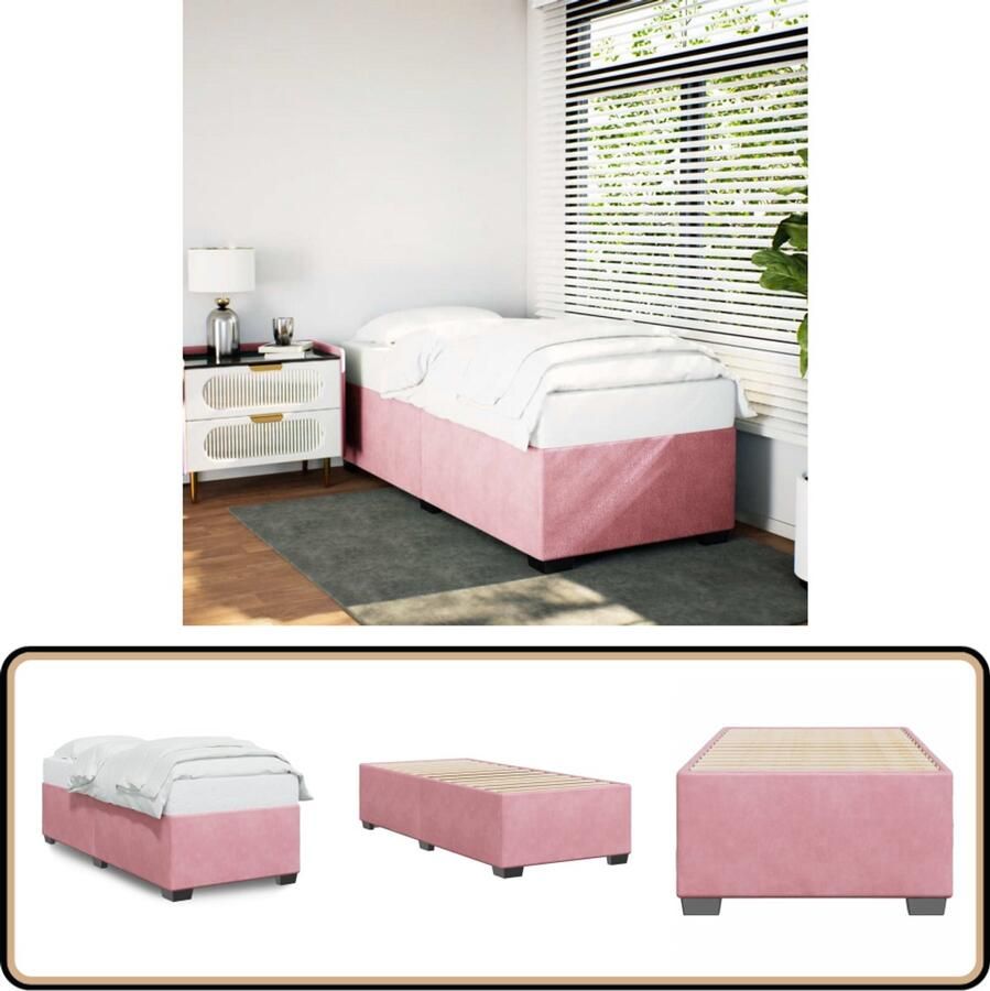 VidaXL Bedframe fluweel roze 90x200 cm