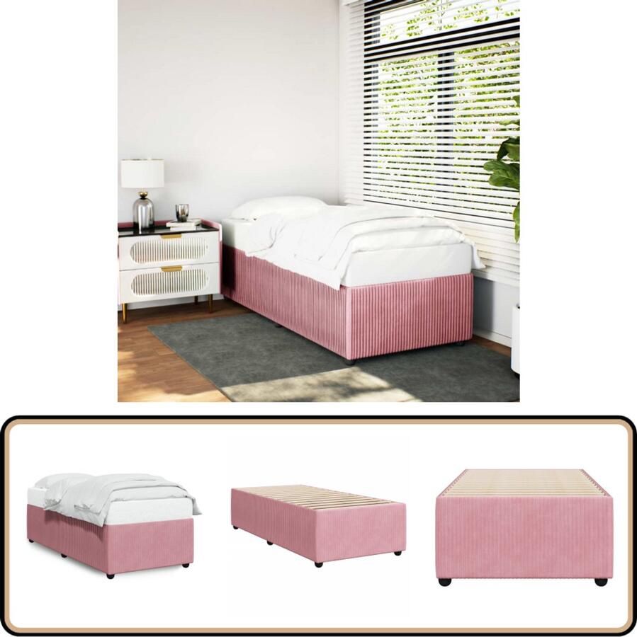 VidaXL Bedframe fluweel roze 90x200 cm