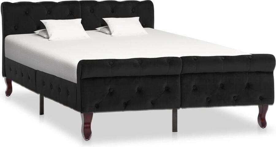 VidaXL Bedframe Fluweel Zwart 120x200 cm Klassieke Bed Frame Houten Bed Frame Velvet Bed Frame Zwarte Bed Frame Tweepersoons Bed Frame Bed Frame 120x200 Bed Frame Zonder Matras - Foto 2
