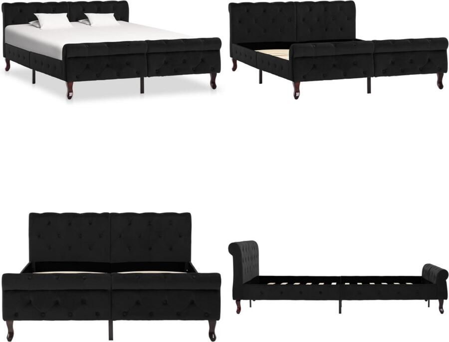 VidaXL Bedframe fluweel zwart 140x200 cm Bedframe Bedframes Bed Bedden