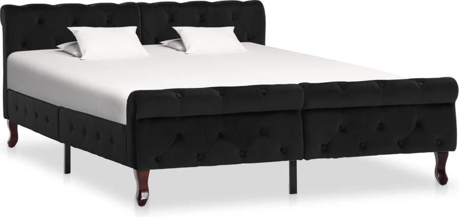 VidaXL Bedframe Fluweel Zwart 140x200 cm Klassieke Bed Frame Tweepersoons Bed Velvet Bed Zwart Bed Houten Bed Frame Slaapkamer Meubels - Foto 2