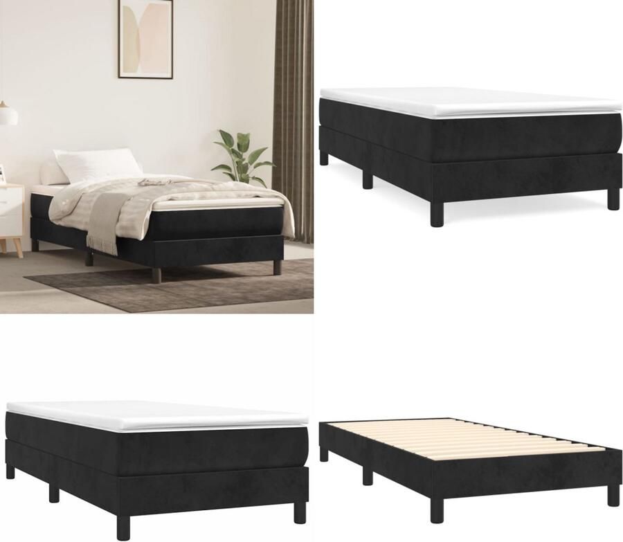 VidaXL Boxspringbedframe fluweel zwart 80x200 cm