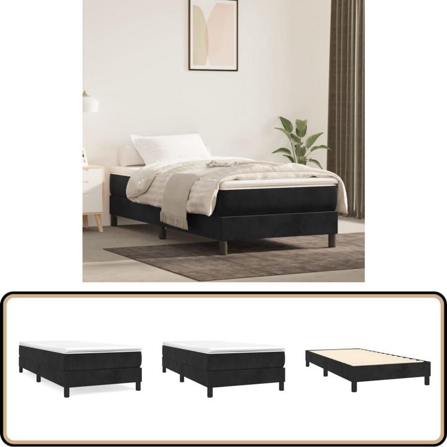 VidaXL Bedframe Fluweel Zwart 80x200 cm Boxspring Frame Slaapcomfort Tweepersoonsslaapkamer Zwarte Bedbank Velvet Bedframe Luxe Bed