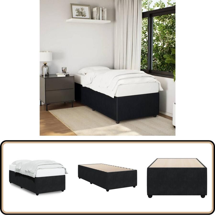VidaXL Bedframe fluweel zwart 90x190 cm