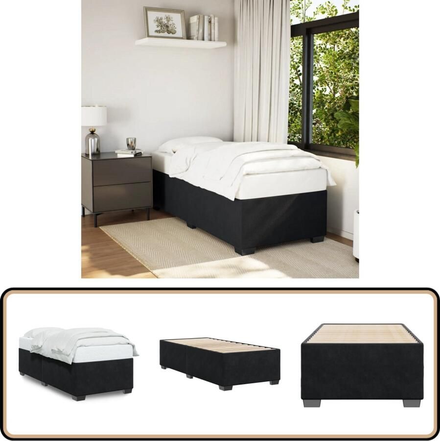 VidaXL Bedframe fluweel zwart 90x190 cm