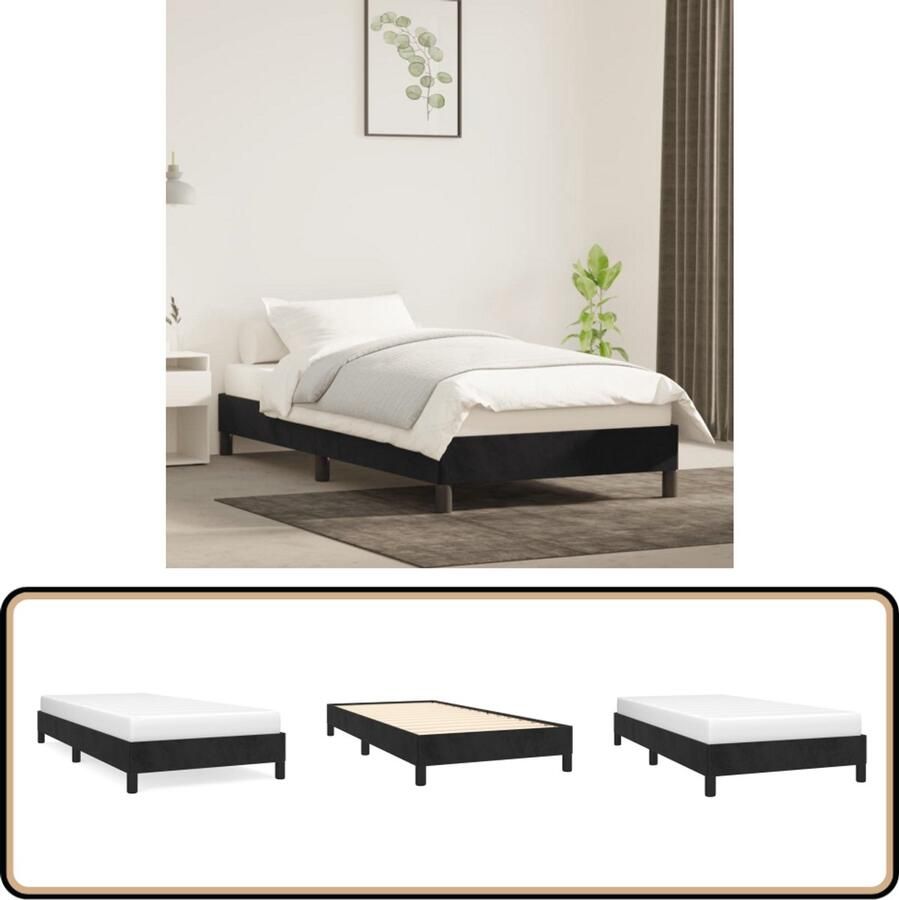 VidaXL Bedframe Fluweel Zwart 90x190 cm Slaapcomfort Fluweel Bed Zwarte Bed Frame Tweepersoon Bed Boxspring Bed Luxe Bed