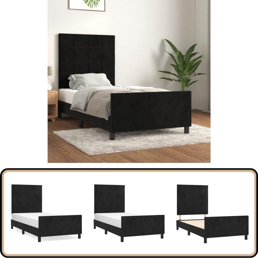 VidaXL Bedframe Fluweel Zwart 90x190 cm Zachte Bedden Fluweel Bed Frame Tweepersoons Bed King Size Bed Boxspring Bed