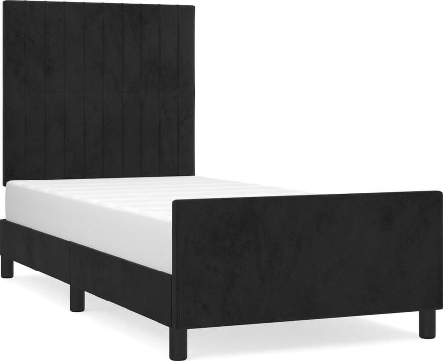 VidaXL Bedframe Fluweel Zwart 90x200 cm Bed Frame Tweepersoons Bed Velvet Bed Zwarte Bedbank Verstelbaar Hoofdbord Boxspring - Foto 2