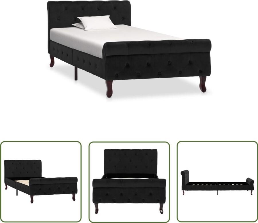 VidaXL Bedframe Fluweel Zwart 90x200 cm Klassieke Bed Frame Zwarte Bed Frame Velvet Bed Frame Tweepersoons Bed Frame Houten Bed Frame