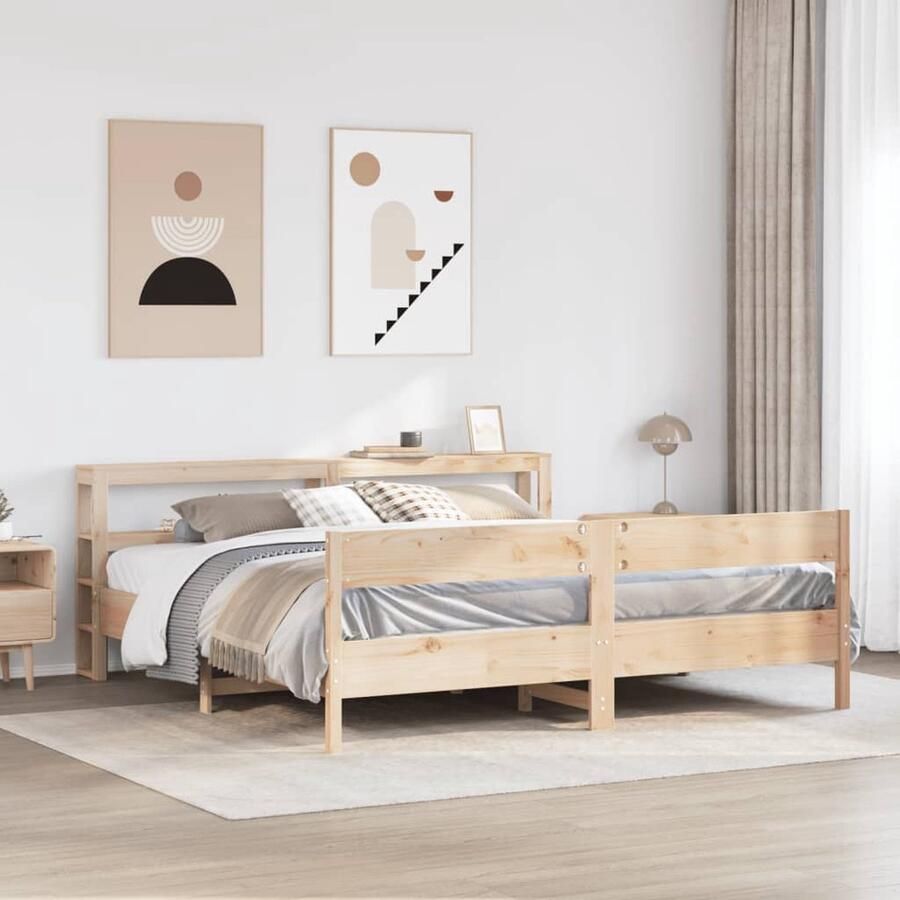 VidaXL Bedframe Grenen 200x200 cm met Opbergruimte