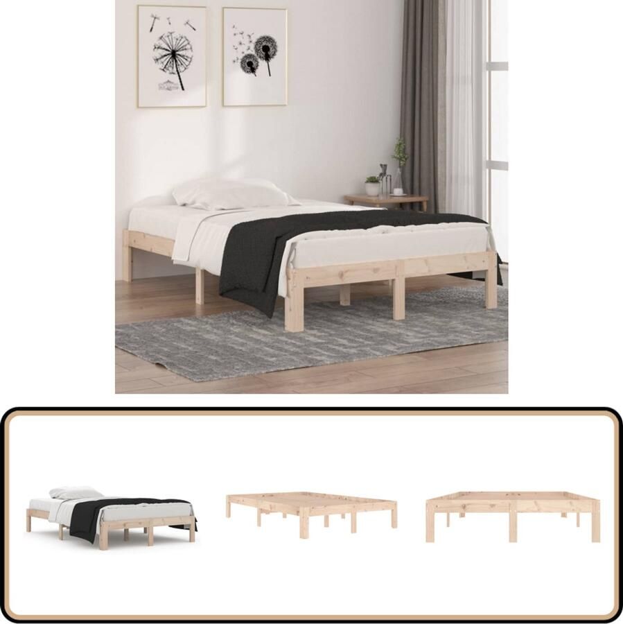 VidaXL Bedframe Grenenhout 120x190 cm Stevig Design Houten Bedframe Grenenhout Bedframe Modern Bedframe Stabiel Bedframe Lattenbodem Tweepersoons Bed King Size Bed Bedroom Furniture
